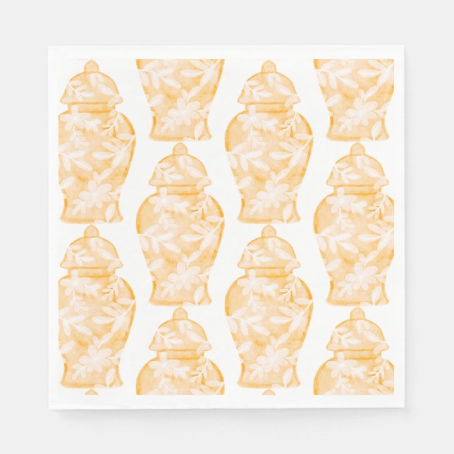 Preppy orange ginger jar Thanksgiving Napkin (Front)