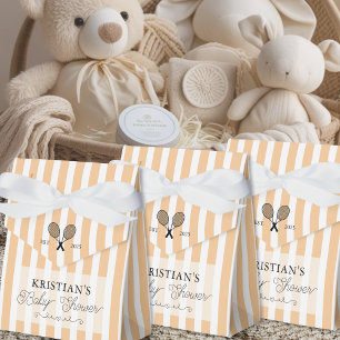 Preppy Orange Stripes Baby Shower Tennis Theme Favour Box