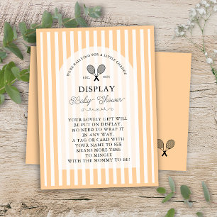 Preppy Orange Tennis Gifts on Display Baby Shower Enclosure Card