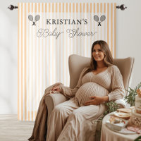 Preppy Orange Tennis Theme Baby Shower Backdrop