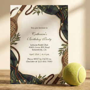 Preppy Padel Club Tartan Birthday Party Invitation
