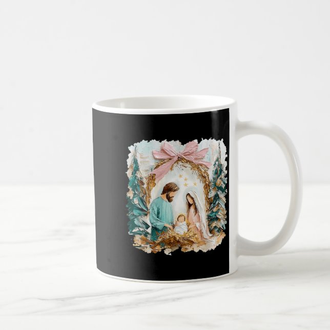 Preppy Painted Christian Nativity Scene God Faith  Coffee Mug (Right)