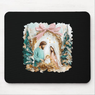 Preppy Painted Christian Nativity Scene God Faith Mouse Pad
