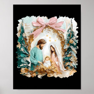 Preppy Painted Christian Nativity Scene God Faith Poster
