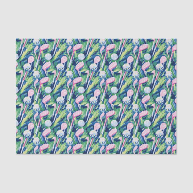 Preppy Palm Beach Abstract Golf Clubs Tissue Paper (Front)