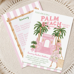 Preppy Palm Beach Bachelorette Party Itinerary Invitation