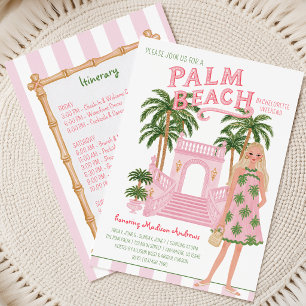 Preppy Palm Beach Bachelorette Party Itinerary Invitation
