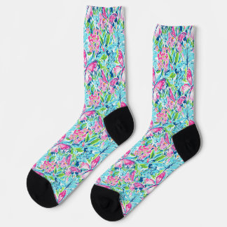 Preppy Palm Beach Butterflies Socks