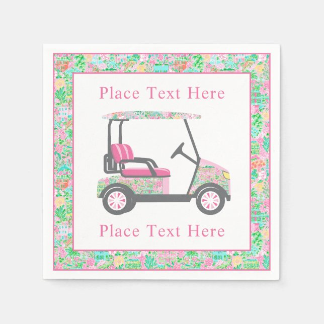 Preppy Palm Beach Golf Cart Napkin (Front)
