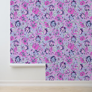Preppy Palm Beach Lavender Flowers & Lions Wallpaper