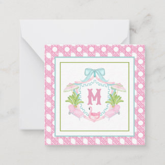 Preppy Palm Beach Monogram Crest Card