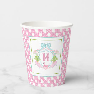 Preppy Palm Beach Monogram Crest Paper Cups