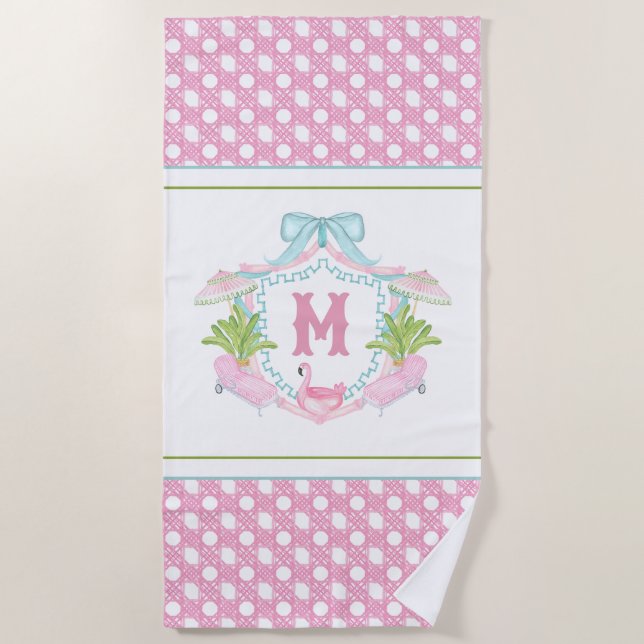 Preppy Palm Beach Monogram Crest Towel (Front)