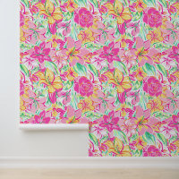 Preppy Palm Beach Pink & Yellow Flowers