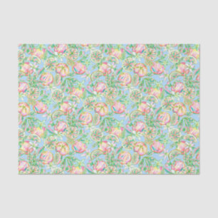 Preppy Palm Beach Print Blue and Pink Oranges Tissue Paper