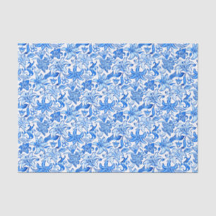 Preppy Palm Beach Print Blue and White Flowers Tissue Paper
