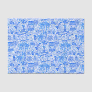 Preppy Palm Beach Print Blue & White Animal Vacay Tissue Paper