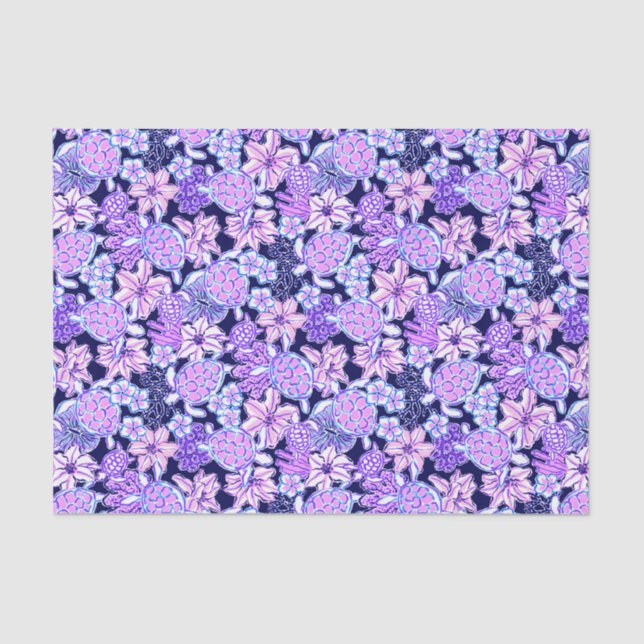 Preppy Palm Beach Print Lavender & Purple Turtles Tissue Paper (Front)