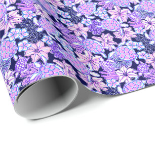 Preppy Palm Beach Print Lavender & Purple Turtles Wrapping Paper
