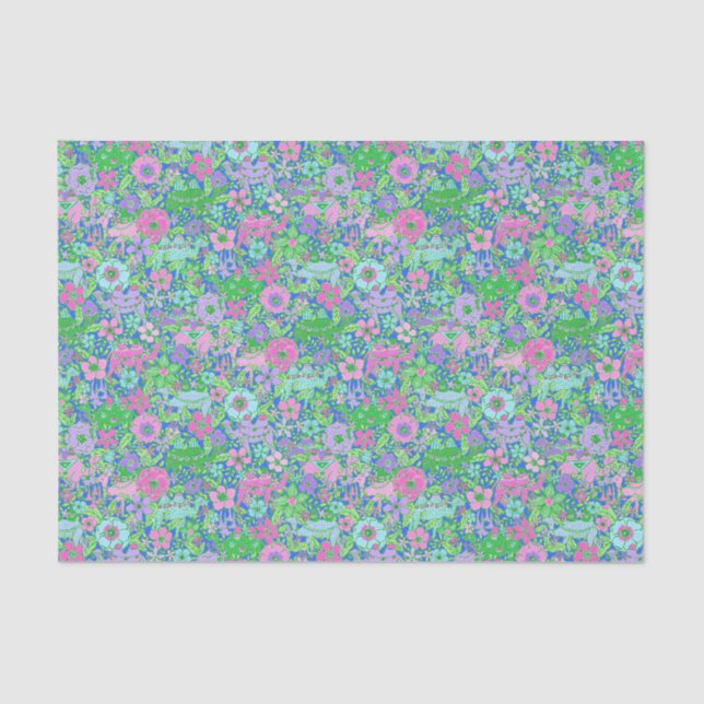 Preppy Palm Beach Print Pink and Green Camels Tissue Paper (Front)