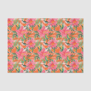 Preppy Palm Beach Tropical Flowers Pattern Tissue Paper
