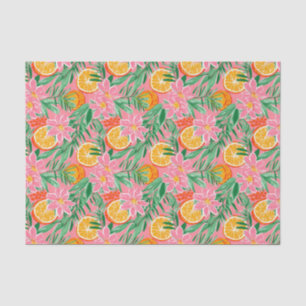 Preppy Palm Beach Tropical Oranges Pattern Tissue Paper