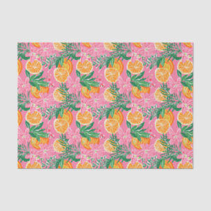 Preppy Palm Beach Tropical Oranges Pattern Tissue Paper
