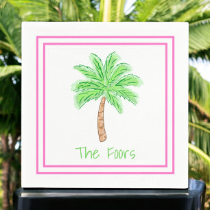 Preppy Palm Tree Personalised Border Lunch Dinner Napkin