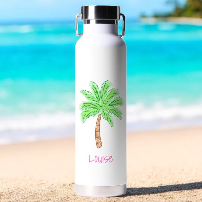 Preppy Palm Tree Personalised  Water Bottle (Creator Uploaded)