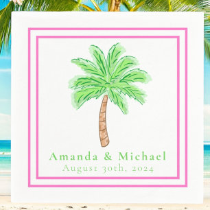 Preppy Palm Tree Tropical Wedding Napkin