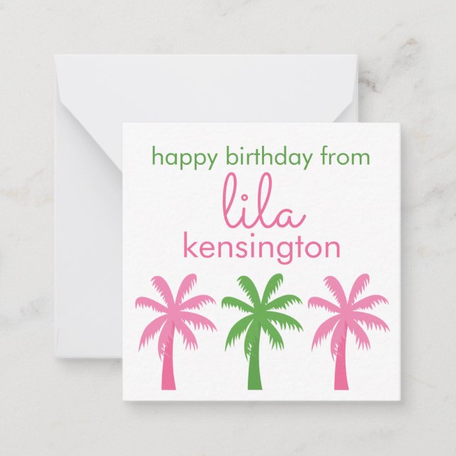 Preppy Palm Trees Personalised Gift Enclosure Card (Front)