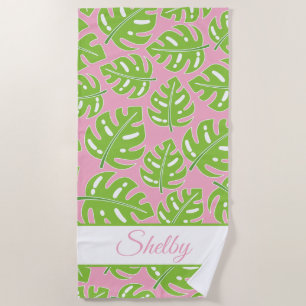 Preppy Palms Personalised Beach Towel