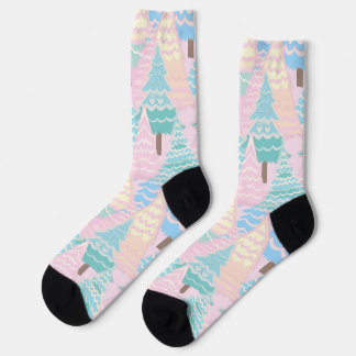 Preppy pastel Christmas tree socks