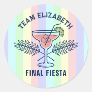 Preppy Pastel Final Fiesta Team Bride Bachelorette Classic Round Sticker