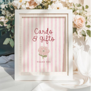 Preppy Pastel Pink Stripes Cards & Gifts Poster
