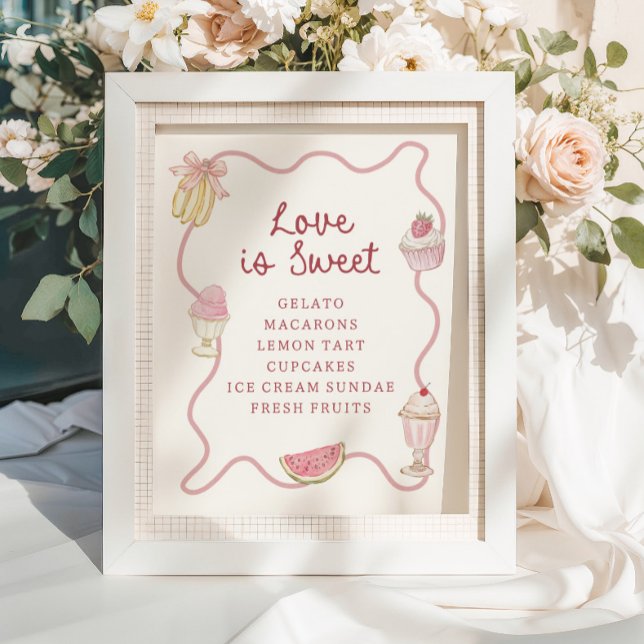 Preppy Pastel Pink Stripes Dessert Bar  Poster (Creator Uploaded)