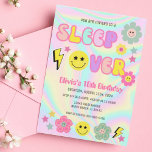Preppy Pastel Pink Y2K Sleep Over Birthday Invitation<br><div class="desc">Bring on the good vibes with this new preppy pastel pink happy face sleep over birthday invitation.</div>
