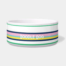 Preppy Pastel Stripes Personalised Dog Bowel