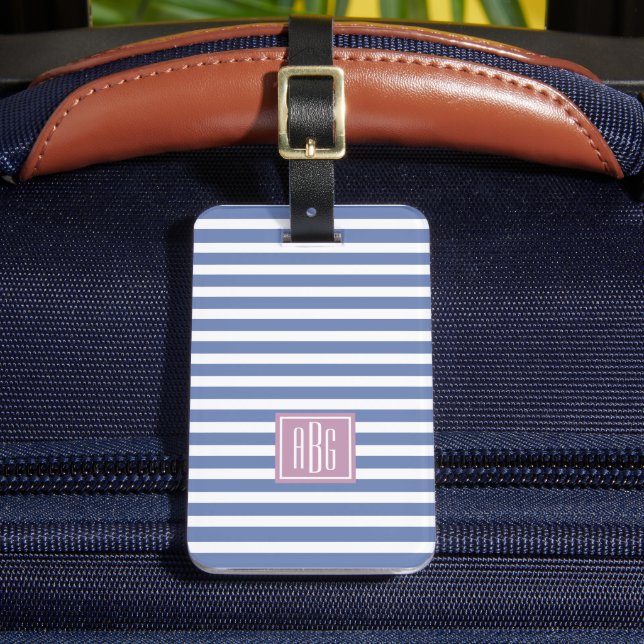 Preppy Pastel Triple Monogram Luggage Tag (Front Insitu 2)