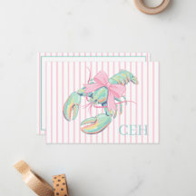 Preppy Pastel Watercolor Lobster Monogram