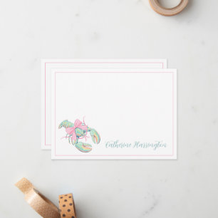 Preppy Pastel Watercolor Lobster Personalised Card