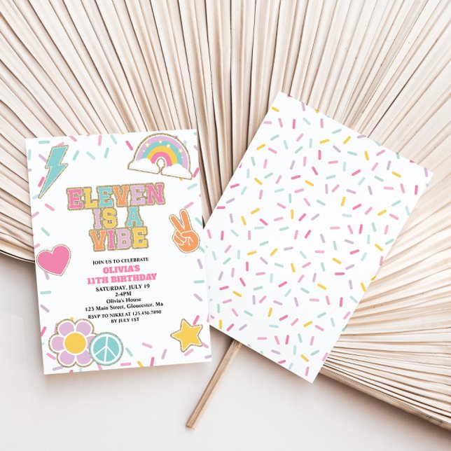 Preppy Patch Eleven is a Vibe 11TH Birthday Invitation (Creator Uploaded)
