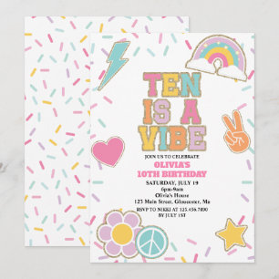 Preppy Patch Ten is a Vibe 10th Birthday Invitation