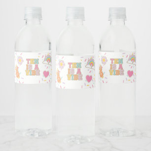 Preppy Patch Ten is a Vibe 10th Birthday Water Bottle Label