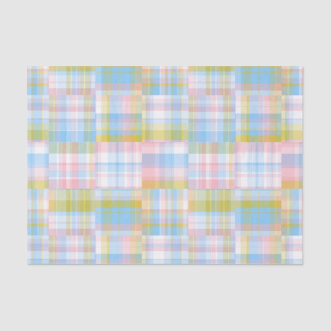 Preppy Patchwork Look Madras Pastel Tissue Paper (Front)