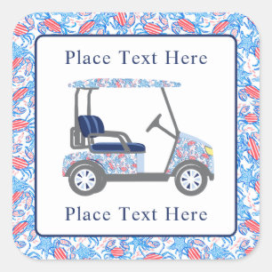 Preppy Patriotic Crabs Golf Cart Square Sticker