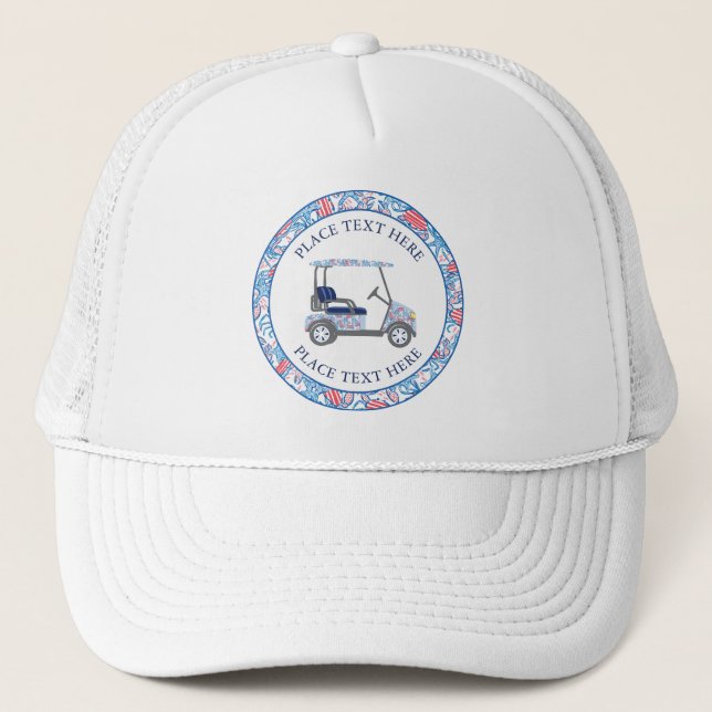 Preppy Patriotic Crabs Golf Cart Trucker Hat (Front)