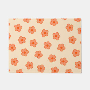 Preppy Peach Orange Hippie Flower Doormat