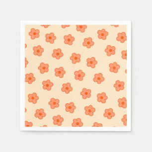 Preppy Peach Orange Hippie Flower Napkin