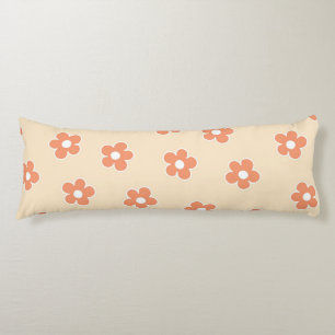 Preppy Peach White Floral Simple Flower Pattern Body Cushion